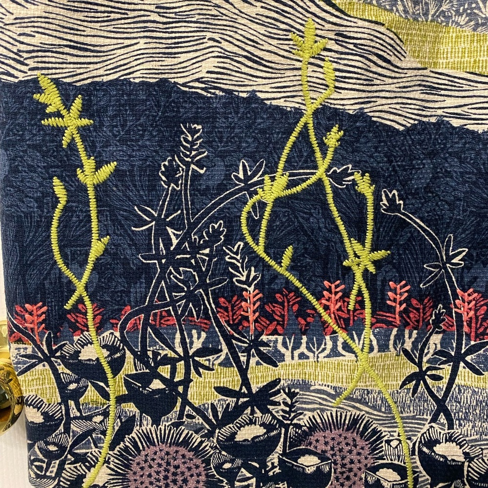 Anthropologie White Stuff Embroidered Skirt Landscape Floral Size Medium - Picture 9 of 12
